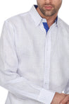Men's Causal Checker Print Shirt 100% Linen Long Sleeve - Mojito Collection - Guayabera, Long Sleeve Shirt, Mens Shirt, Mojito Guayabera Shirt