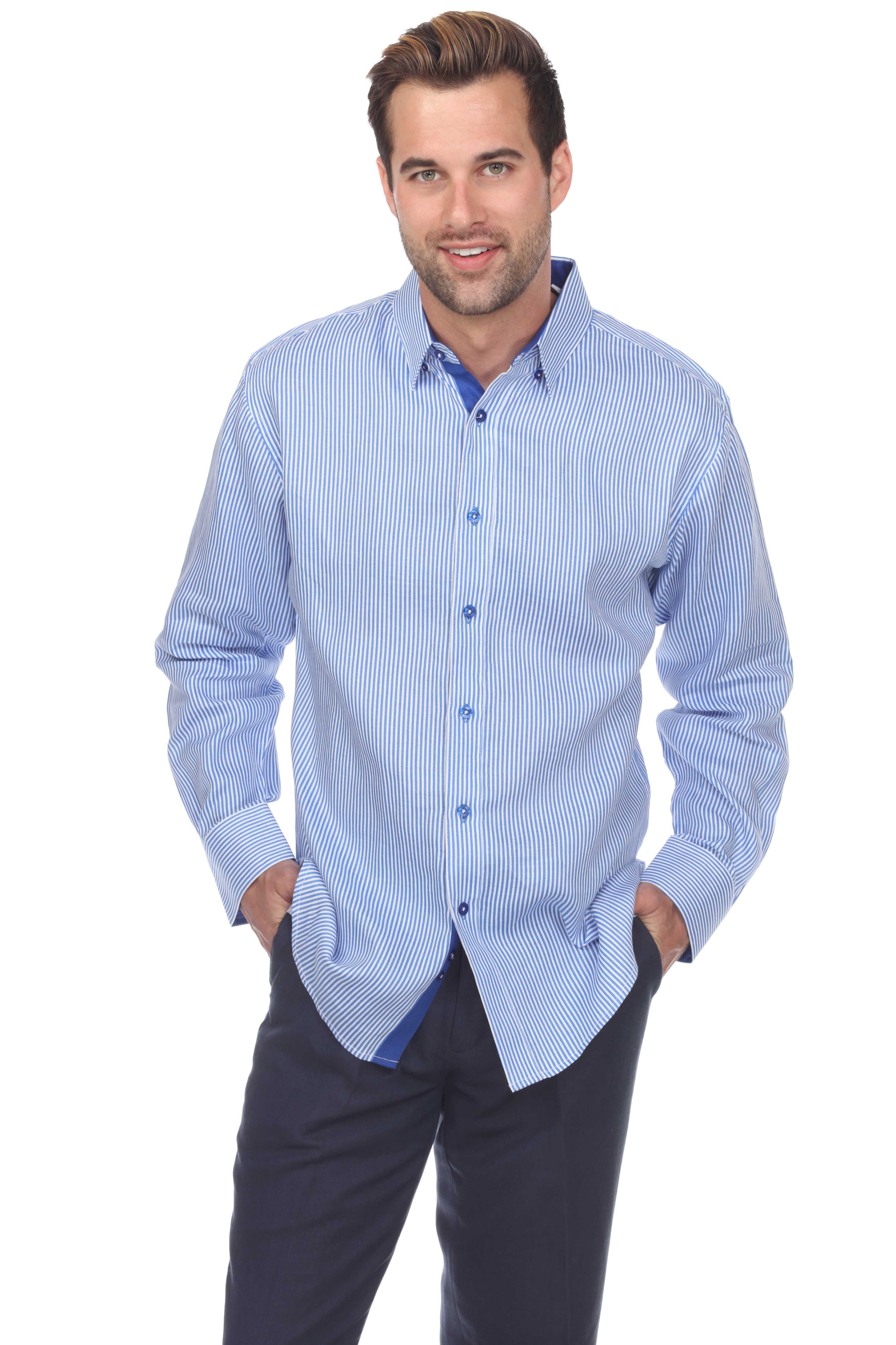 Men's Causal Pinstripe Shirt 100% Linen Long Sleeve - Mojito Collection - Guayabera, Long Sleeve Shirt, Mens Shirt, Mojito Guayabera Shirt