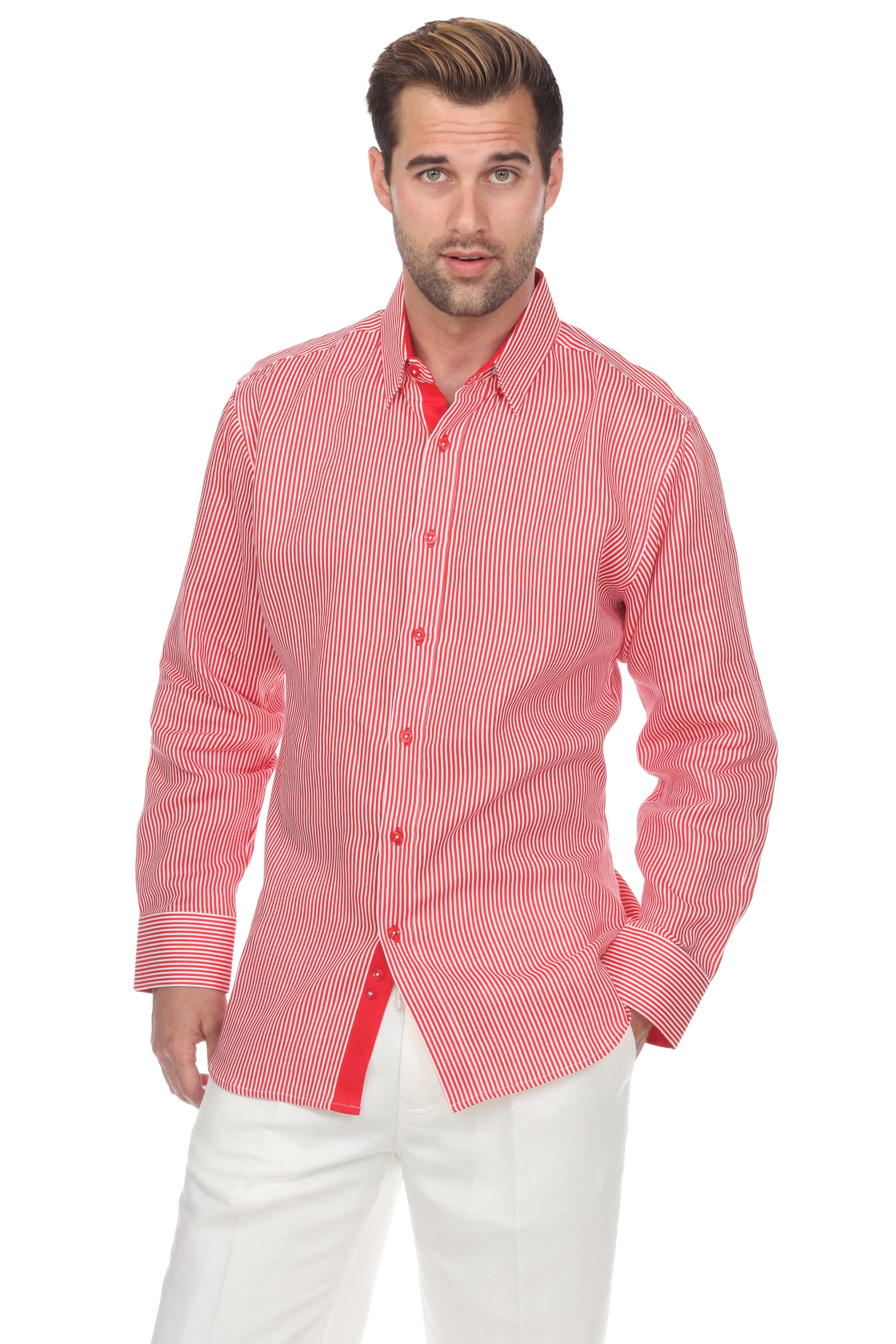 Men's Causal Pinstripe Shirt 100% Linen Long Sleeve - Mojito Collection - Guayabera, Long Sleeve Shirt, Mens Shirt, Mojito Guayabera Shirt