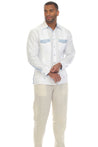 Mojito Men's 100% Linen Guayabera Shirt Long Sleeve with Print Trim Accent - Mojito Collection - Guayabera, Long Sleeve Shirt, Mens Shirt, Mojito Guayabera Shirt
