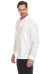 Mojito Men's 100% Linen Guayabera Shirt Long Sleeve with Print Trim Accent - Mojito Collection - Guayabera, Long Sleeve Shirt, Mens Shirt, Mojito Guayabera Shirt