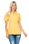 Women's Traditional Guayabera Shirt Cotton Blend 4 Pocket Design Short Sleeve - Mojito Collection - Mojito Lady Guayabera Shirt, Women's Guayabera Shirt, Womens Guayabera Short Sleeve Shirt, 