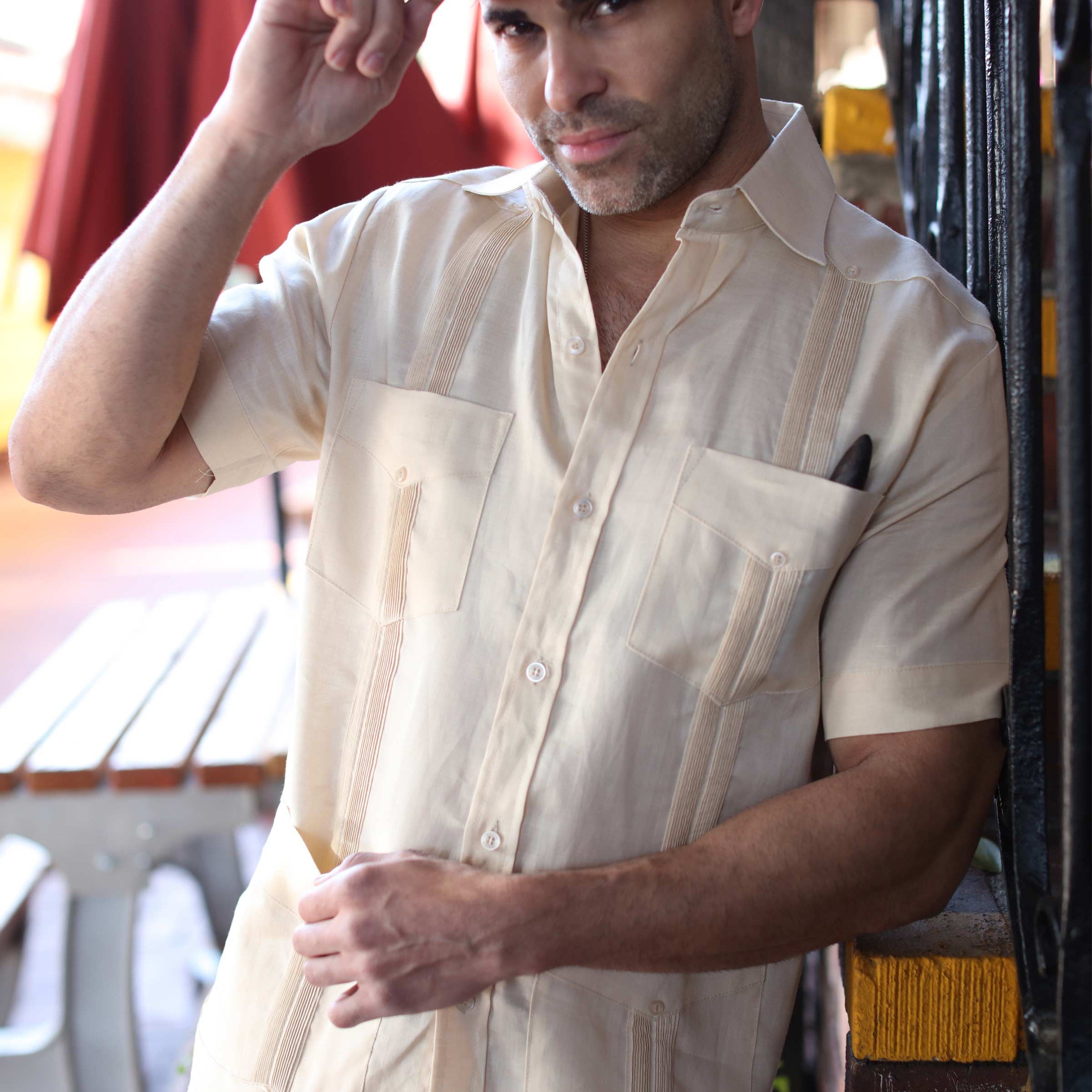 Mojito Collection Men's Traditional Guayabera Shirt Premium 100% Linen Short Sleeve  4 Pocket  Design - Mojito Collection - Guayabera, Mens Shirt, Mojito Guayabera Shirt, Short Sleeve Linen S