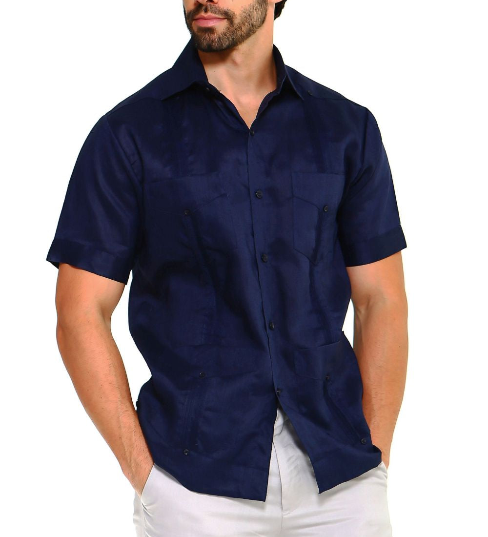 Mojito Collection Big Size Men's Traditional Guayabera Shirt Premium 100% Linen Short Sleeve 3X-8X - Mojito Collection - Guayabera, Mens Shirt, Mojito Guayabera Shirt, Short Sleeve Linen Shir