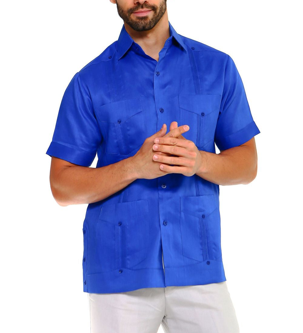 Mojito Collection Big Size Men's Traditional Guayabera Shirt Premium 100% Linen Short Sleeve 3X-8X - Mojito Collection - Guayabera, Mens Shirt, Mojito Guayabera Shirt, Short Sleeve Linen Shir