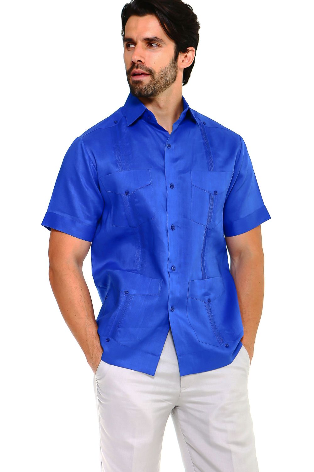 Mojito Collection Big Size Men's Traditional Guayabera Shirt Premium 100% Linen Short Sleeve 3X-8X - Mojito Collection - Guayabera, Mens Shirt, Mojito Guayabera Shirt, Short Sleeve Linen Shir