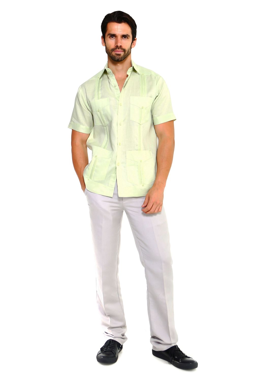 Mojito Collection Big Size Men's Traditional Guayabera Shirt Premium 100% Linen Short Sleeve 3X-8X - Mojito Collection - Guayabera, Mens Shirt, Mojito Guayabera Shirt, Short Sleeve Linen Shir