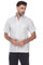 Front view of a men's 100% linen guayabera shirt in light gray featuring authentic four-pocket styling and vertical pleats.