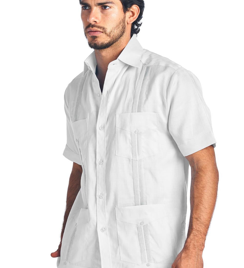 Mojito Collection Big Size Men's Traditional Guayabera Shirt Premium 100% Linen Short Sleeve 3X-8X - Mojito Collection - Guayabera, Mens Shirt, Mojito Guayabera Shirt, Short Sleeve Linen Shir