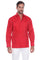 Front view of a man wearing a red Men's Linen Classic Four-Pocket Long Sleeve Guayabera Shirt.