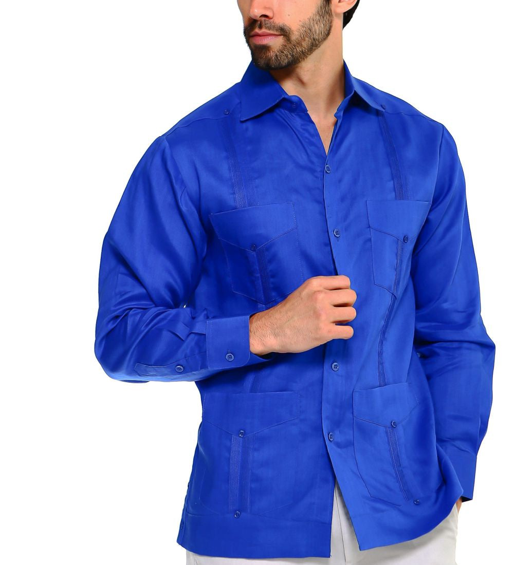 Mojito Collection Men's Big Size Guayabera Shirt Premium 100% Linen Long Sleeve 3X-8X - Mojito Collection - 3X, 4X, 5X, 6X, 7X, 8X, Big Size, Big Size Guayabera, Big Size Shirt, Linen Guayabe