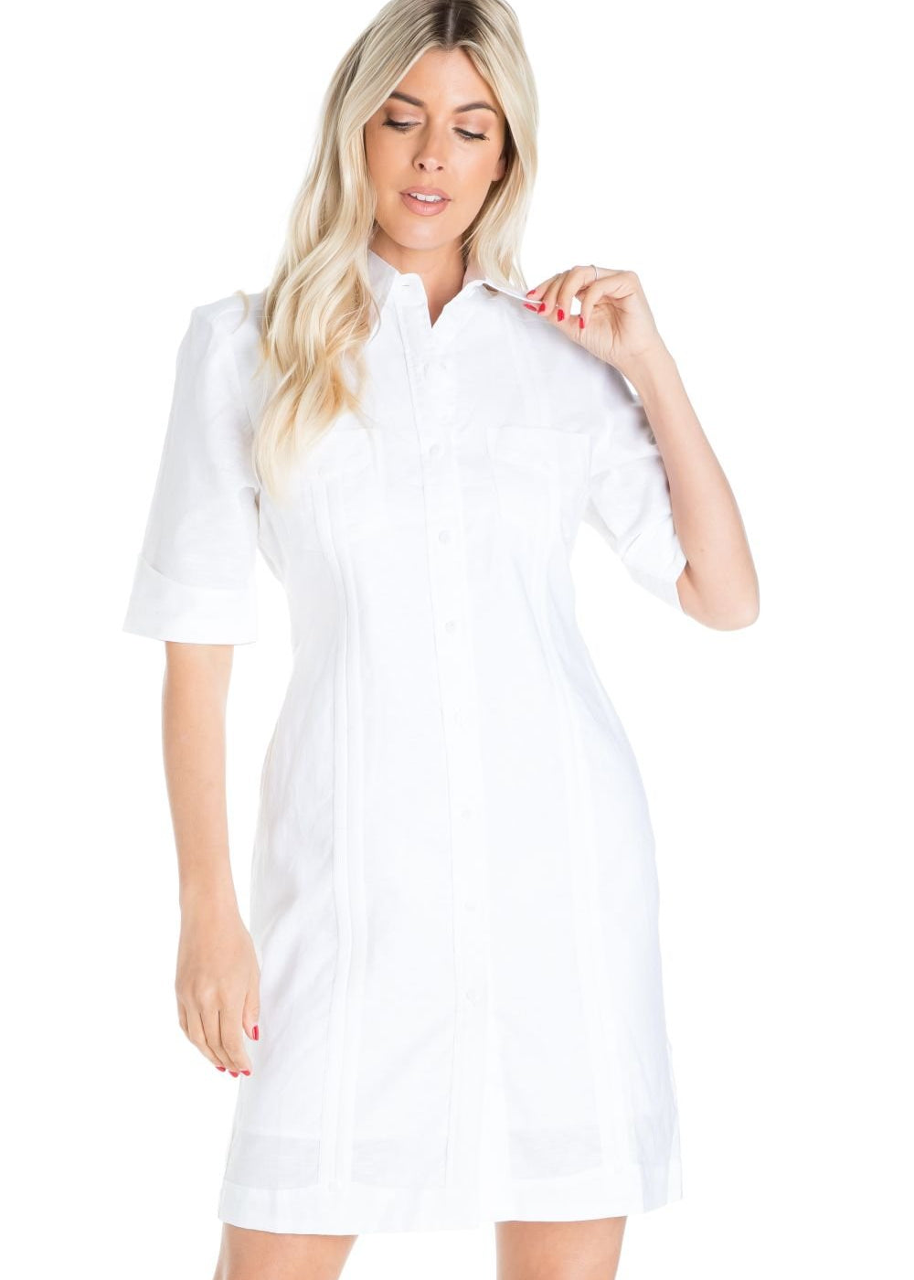Women's Guayabera Dress Classic Linen Blend Short Sleeve Button Down - Mojito Collection - Guayabera Dress, Long Sleeve Shirt Dress, Mojito Guayabera, Womens Guayabera Shirt Dress