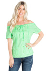 Women's Sexy Guayabera Off-Shoulder Top Button Down Linen Blend S-2X - Mojito Collection - Guayabera Halter Top, Mojito Guayabera Shirt Women, Womens Guayabera Shirt, Womens Shirt