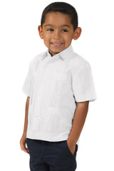 Boy's Cotton Blend Guayabera Shirt Short Sleeve 4-10
