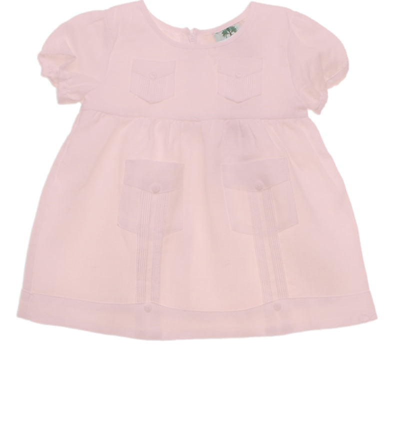 Infant Baby Girl Linen Guayabera Dress 3M-12M - Mojito Collection - Baby Girl, Guayabera Dress, Infant Dress, Infant Guayabera dress