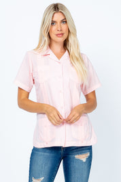 Women's Traditional Guayabera Shirt Cotton Blend 4 Pocket Design Short Sleeve - Mojito Collection - Mojito Lady Guayabera Shirt, Women's Guayabera Shirt, Womens Guayabera Short Sleeve Shirt, 