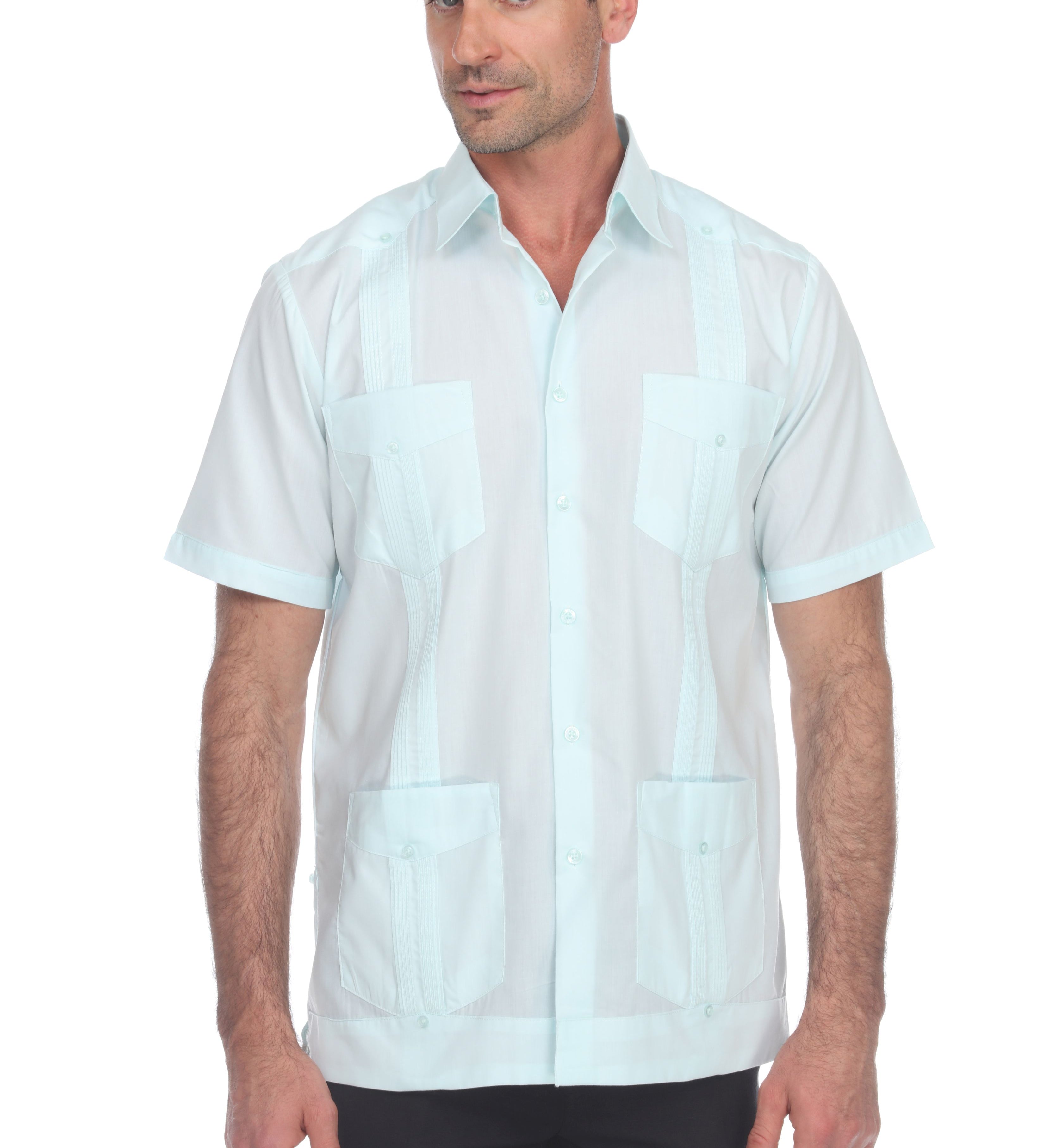 Mojito Collection Plus Size Guayabera Shirt Classic Poly Cotton Short Sleeve 3X-8X