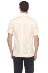 Guayabera de Manga Corta de Mezcla de Algodón con Cuatro Bolsillos, Tallas Grandes