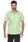 Men’s short sleeve guayabera shirt in light green featuring a classic 4-pocket front and traditional embroidered accents.
