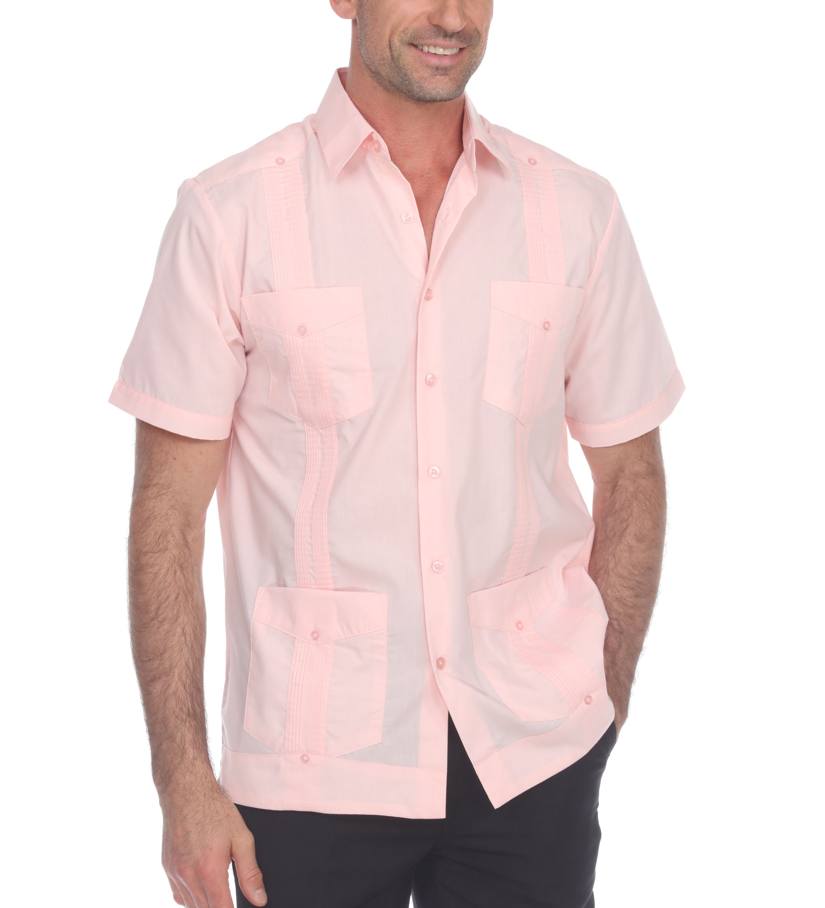 Mojito Collection Plus Size Guayabera Shirt Classic Poly Cotton Short Sleeve 3X-8X