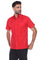 Classic red men's guayabera shirt made from a breathable cotton-blend, ideal for warm weather and everyday polish.