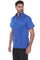 Side profile of a man wearing a blue guayabera shirt, illustrating the classic easy-wear fit ideal for tropical climates.