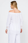 Women's Casual Off-Shoulder Crochet Trimmed Hem and Sleeve Tunic Top - Mojito Collection - Vacation Clothing, Women's Clothing, Women's Resort Wear, Women's Top