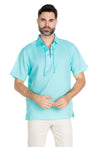 Men's Beach Resort Wear Linen Shirt Short Sleeve Lace Up Collar - Mojito Collection - Beachwear, Mens Shirt, Mojito Linen Shirt, Resort Wear, Short Sleeve Shirt