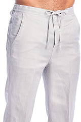 Pantalones casuales de lino con cordón para hombre