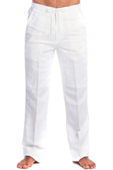 Pantalones de vestir con cordón para hombre, estilo casual de resort, 100 % lino, de Mojito