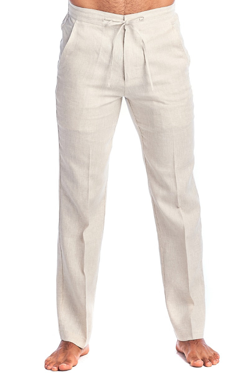 100% Linen Casual Drawstring Linen Pants 36W x 32L / NATURAL 100% Linen Casual Drawstring Linen Pants 36W x 32L / NATURAL