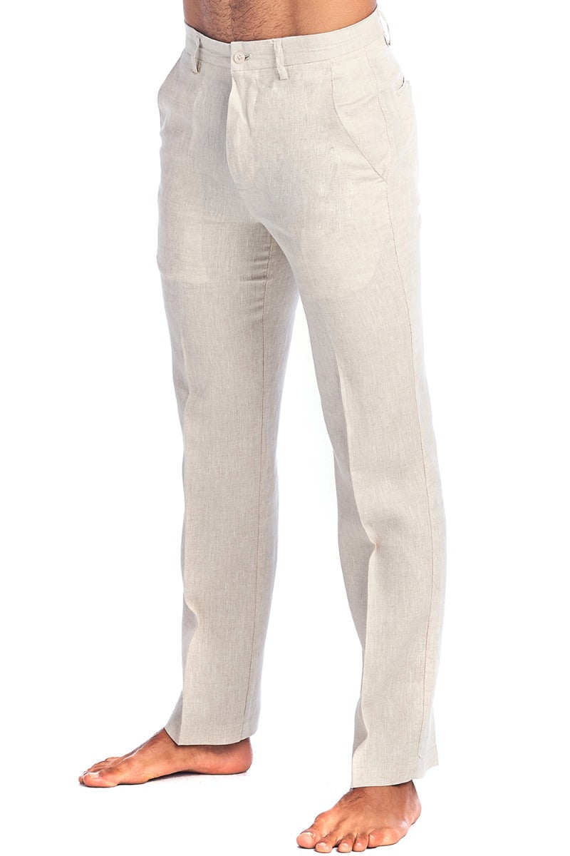 Men's Casual Flat Front Dress Pants 100% Natural Linen - Mojito Collection - Flat Front Pants, Mojito  Linen Pants, Natural Linen Pants, Resortwear Pants