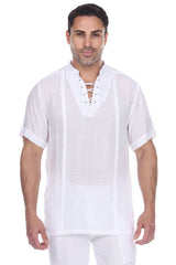 Camisa Henley de manga corta con cordones para playa