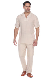 Men's V-Neck Collar Beachwear Short Sleeve Shirt - Mojito Collection - Beachwear Shirt, Mens Shirt, Resortwear, V Neck Shirt