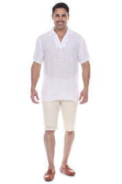 Men's V-Neck Collar Beachwear Short Sleeve Shirt - Mojito Collection - Beachwear Shirt, Mens Shirt, Resortwear, V Neck Shirt