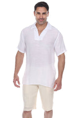 Camisa playera con cuello en V y sutil bordado floral