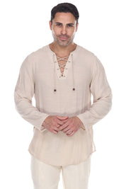 Men's Laced Up Beachwear Long Sleeve Shirt - Mojito Collection - Beachwear Shirt, Long Sleeve Shirt, Mens Shirt, Resortwear