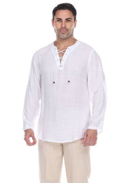 Men's Laced Up Beachwear Long Sleeve Shirt - Mojito Collection - Beachwear Shirt, Long Sleeve Shirt, Mens Shirt, Resortwear