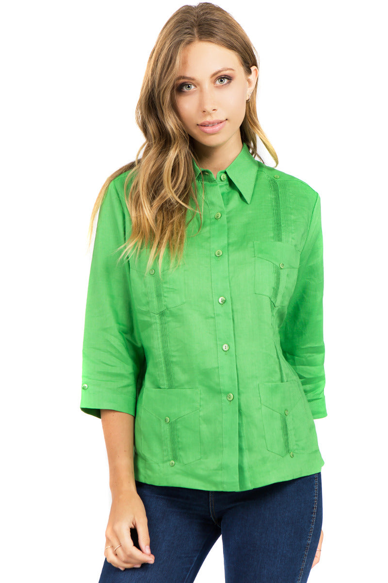4 Sleeves XS-3X - Mojito Collection - Mojito Guayabera Shirt Women, Womens Guayabera Shirt, Womens Shirt