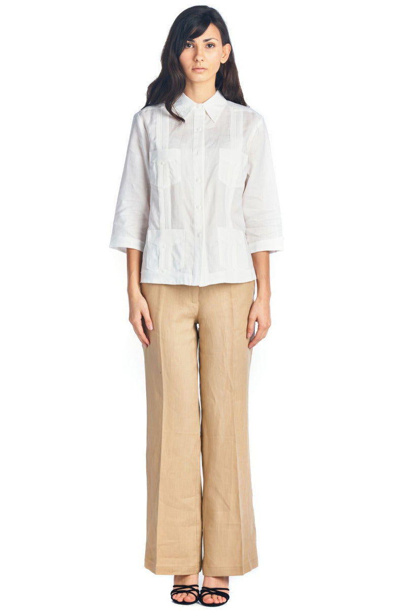 Women's Traditional Guayabera Shirt 3/4 Sleeve 4 Pocket Design - Mojito Collection - Guayabera Shirt, Ladies Shirt, Womens Guayabera Shirt, Womens Shirt