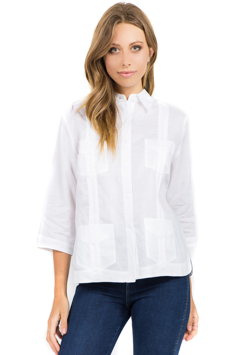 4 Sleeves XS-3X - Mojito Collection - Mojito Guayabera Shirt Women, Womens Guayabera Shirt, Womens Shirt