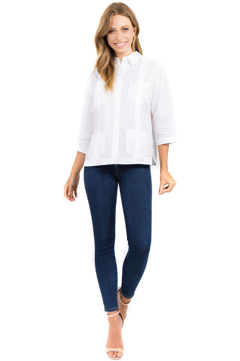 4 Sleeves XS-3X - Mojito Collection - Mojito Guayabera Shirt Women, Womens Guayabera Shirt, Womens Shirt