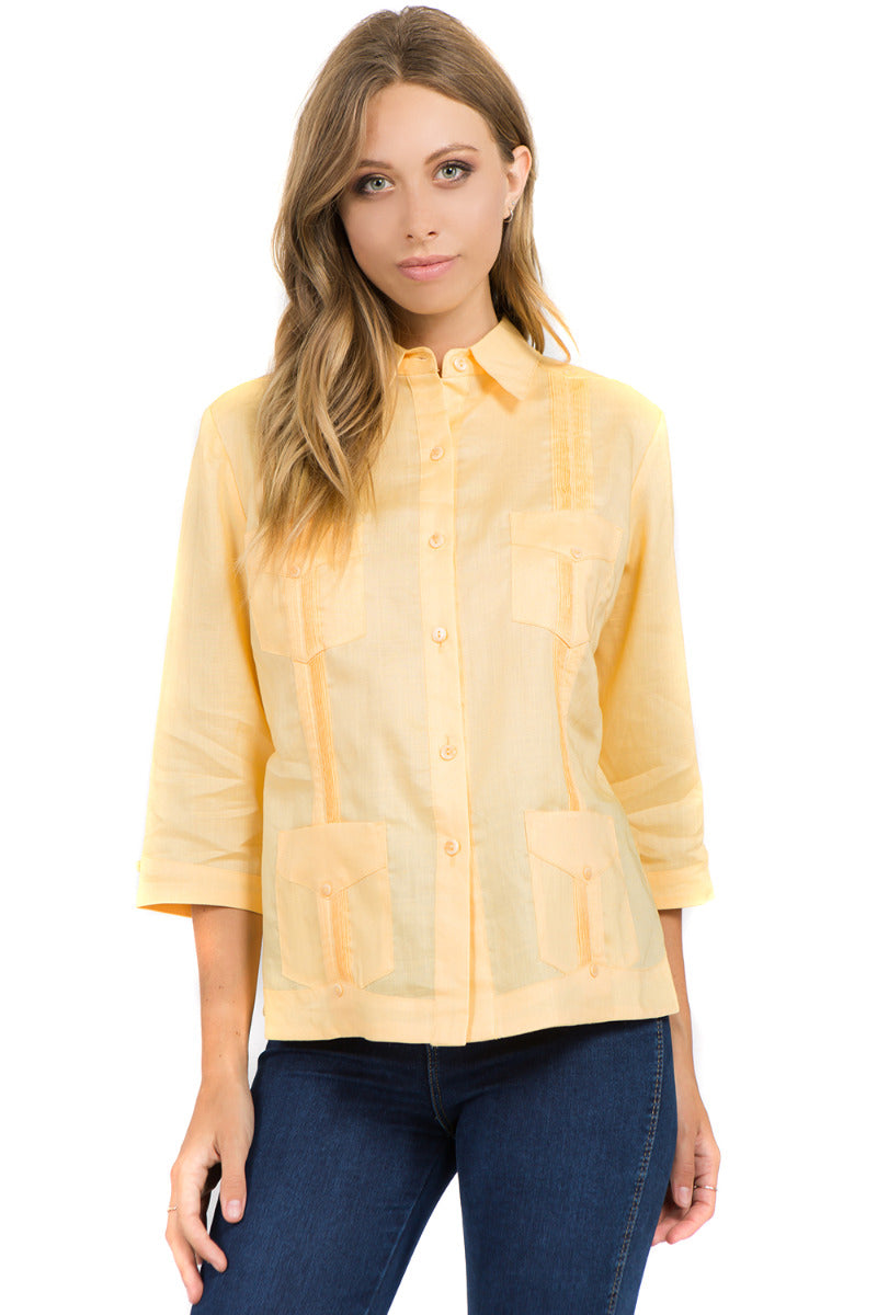 4 Sleeves XS-3X - Mojito Collection - Mojito Guayabera Shirt Women, Womens Guayabera Shirt, Womens Shirt