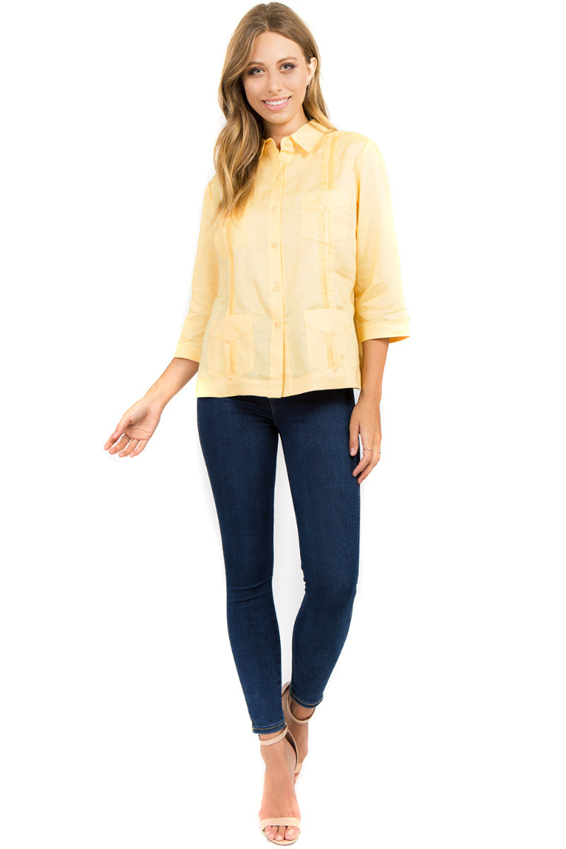 4 Sleeves XS-3X - Mojito Collection - Mojito Guayabera Shirt Women, Womens Guayabera Shirt, Womens Shirt