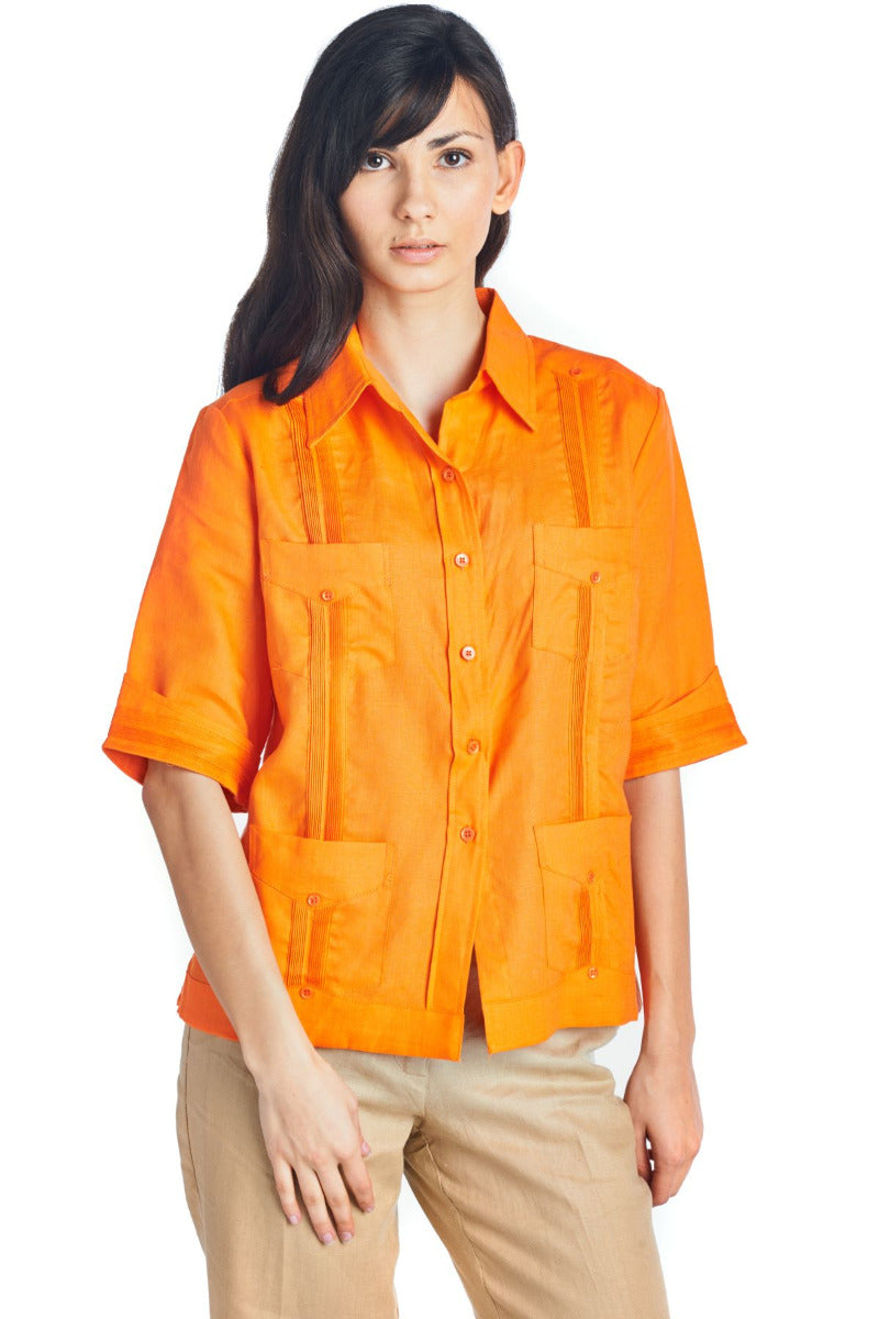 4 Sleeve 4 Pocket Design - Mojito Collection - Guayabera Shirt, Ladies Shirt, Womens Guayabera Shirt, Womens Shirt