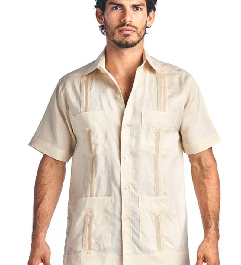 Mojito Collection Big Size Men's Traditional Guayabera Shirt Premium 100% Linen Short Sleeve 3X-8X - Mojito Collection - Guayabera, Mens Shirt, Mojito Guayabera Shirt, Short Sleeve Linen Shir