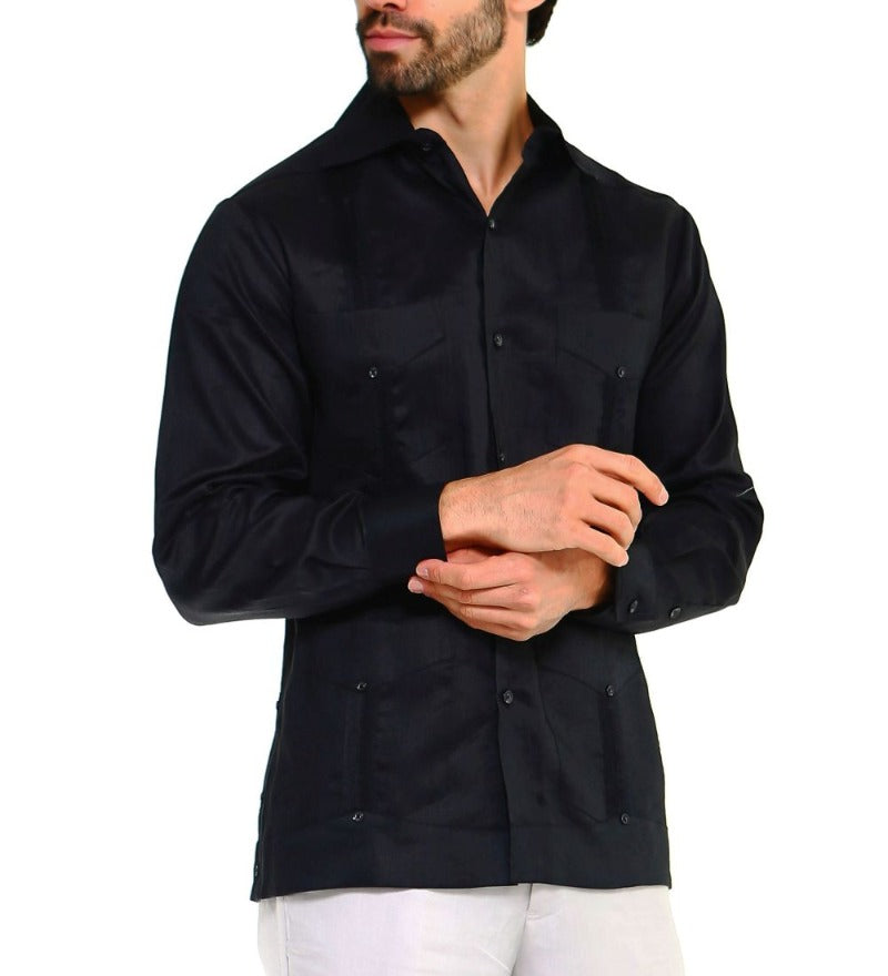 Mojito Collection Men's Big Size Guayabera Shirt Premium 100% Linen Long Sleeve 3X-8X - Mojito Collection - 3X, 4X, 5X, 6X, 7X, 8X, Big Size, Big Size Guayabera, Big Size Shirt, Linen Guayabe