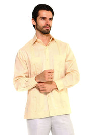 Mojito Collection Men's Big Size Guayabera Shirt Premium 100% Linen Long Sleeve 3X-8X - Mojito Collection - 3X, 4X, 5X, 6X, 7X, 8X, Big Size, Big Size Guayabera, Big Size Shirt, Linen Guayabe
