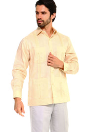 Mojito Collection Men's Big Size Guayabera Shirt Premium 100% Linen Long Sleeve 3X-8X - Mojito Collection - 3X, 4X, 5X, 6X, 7X, 8X, Big Size, Big Size Guayabera, Big Size Shirt, Linen Guayabe