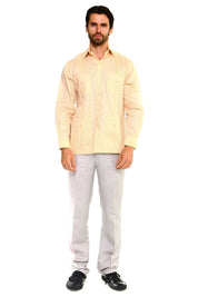 Mojito Collection Men's Big Size Guayabera Shirt Premium 100% Linen Long Sleeve 3X-8X - Mojito Collection - 3X, 4X, 5X, 6X, 7X, 8X, Big Size, Big Size Guayabera, Big Size Shirt, Linen Guayabe